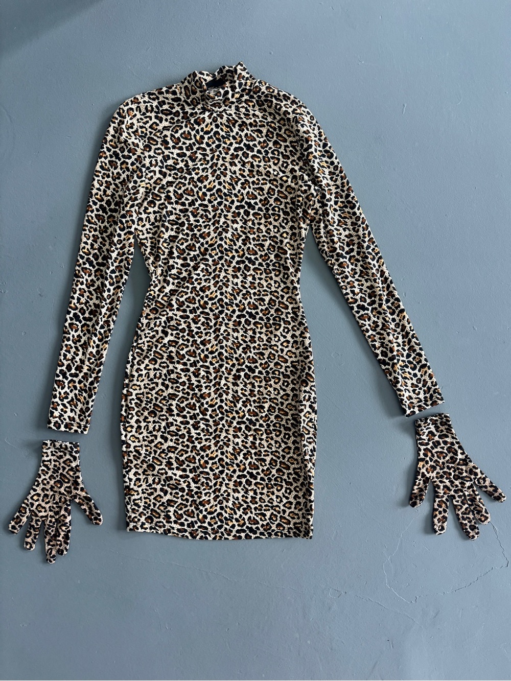 SHEIN Leopard Print Long Sleeve Bodycon Dress - Beige, Brown, Black